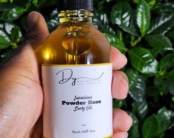 Luxurious Powder Rose Body Oil - Hydrating & Nourishing Organic Skincare, Delicate Rose Scent, Vegan and Cruelty-Free, Handmade Body Oil