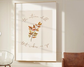 Muurposter herfstcitaat | 'De herfstkou die me wakker maakt'