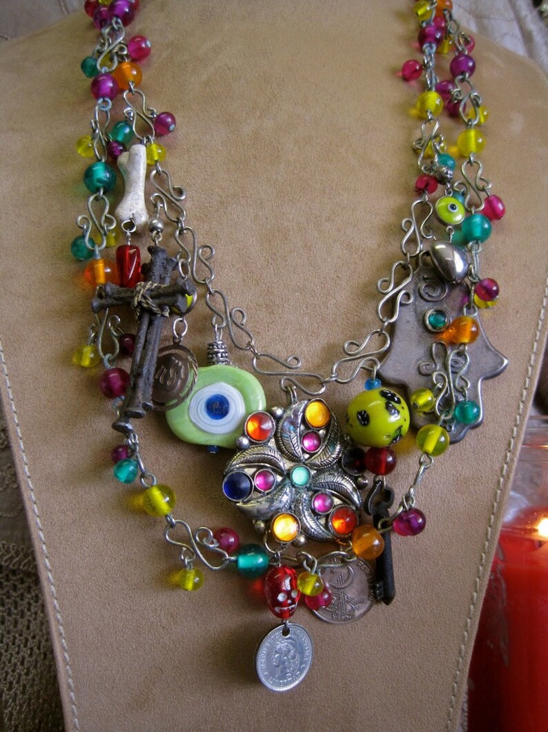 Gypsy in My Soul Evil Eye Necklace Voodoo Vintage Assemblage Etsy