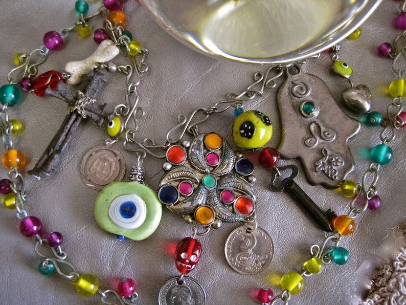 Gypsy in My Soul Evil Eye Necklace Voodoo Vintage Assemblage Etsy