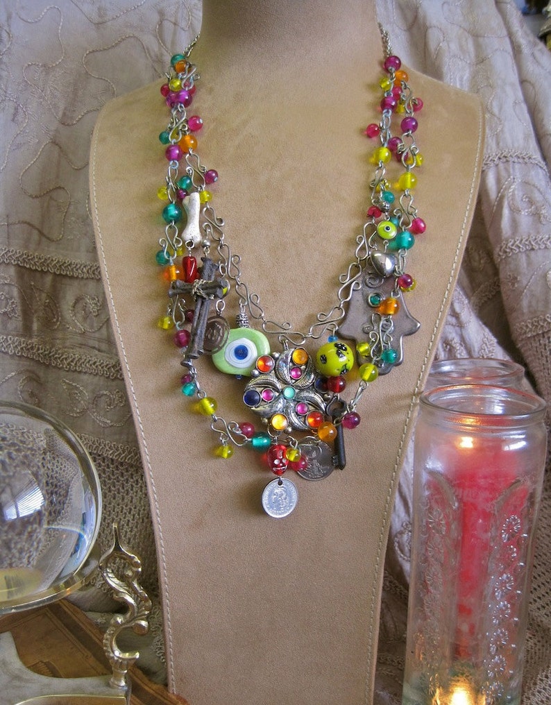 Gypsy in My Soul Evil Eye Necklace Voodoo Vintage Assemblage Etsy