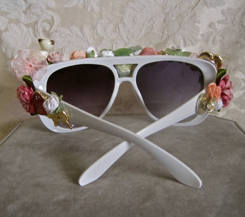 CUSTOM ORDER Decorated Sunglasses Flowers Assemblage Hearts Etsy