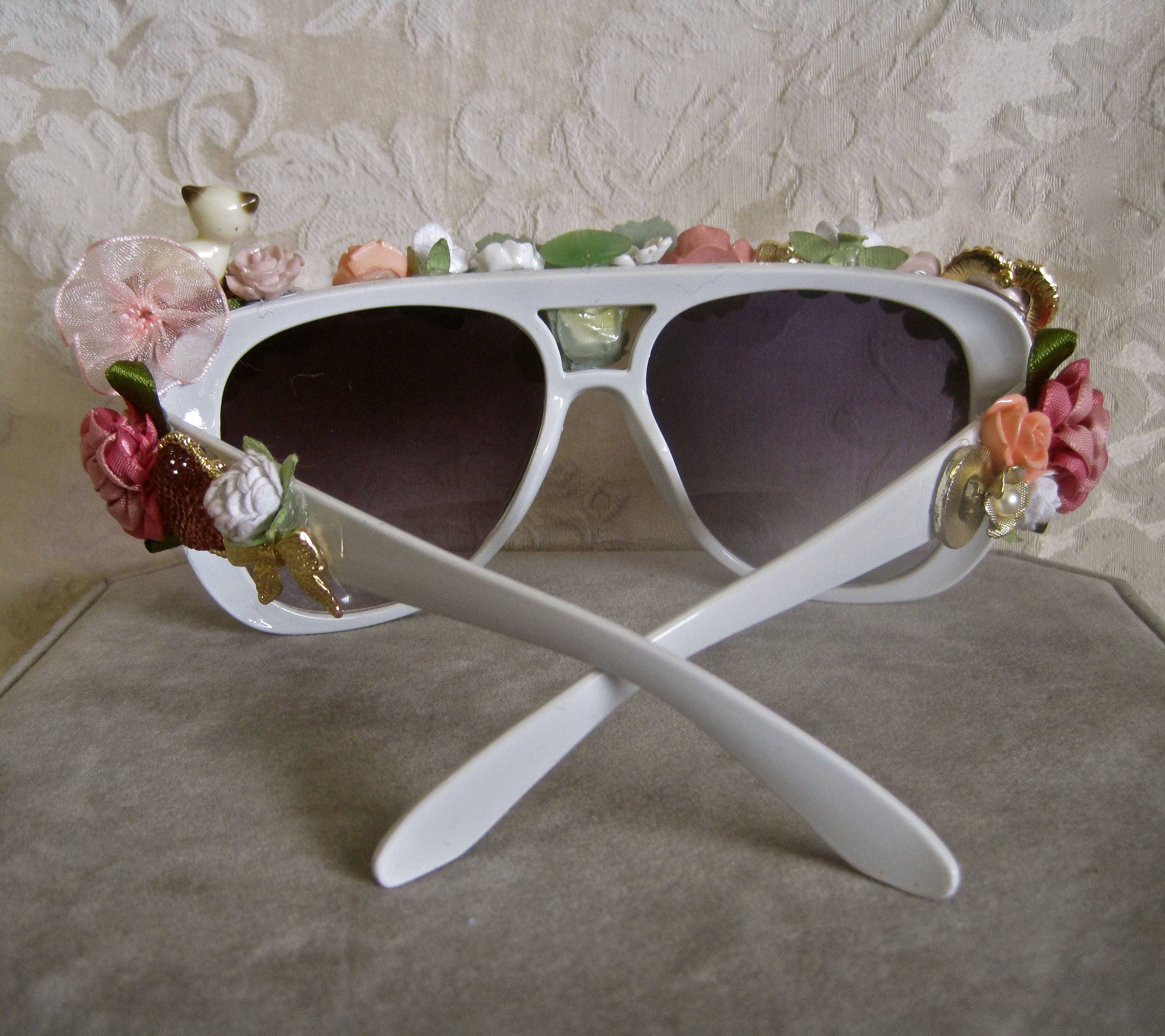 Floral Embellished Sunglasses - Silver Amazon.com: Floral Womens Polarized Fit Over Glasses  main image 2