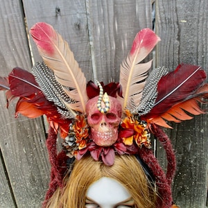 Voodoo Headpiece Witch Doctor Voodoo Priest Priestess Cannibal Headband Skull Snake Feathers Dark Edgy Magical Juju Festival One of a Kind