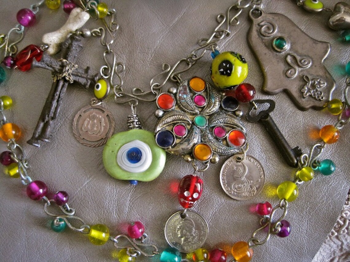 Gypsy in My Soul Evil Eye Necklace Voodoo Vintage Assemblage Etsy