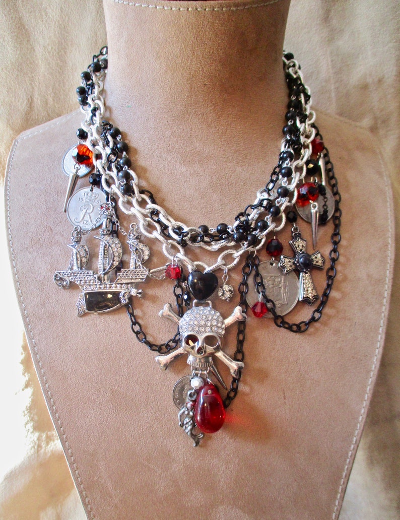 Black Sea Siren: Pirate Choker Necklace Vintage Assemblage - Etsy
