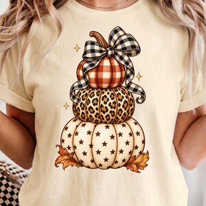 Tiered Leopard Pumpkin PNG, Polka Dot Fall Pumpkin Stack, Preppy Autumn Sublimation, Digital Download
