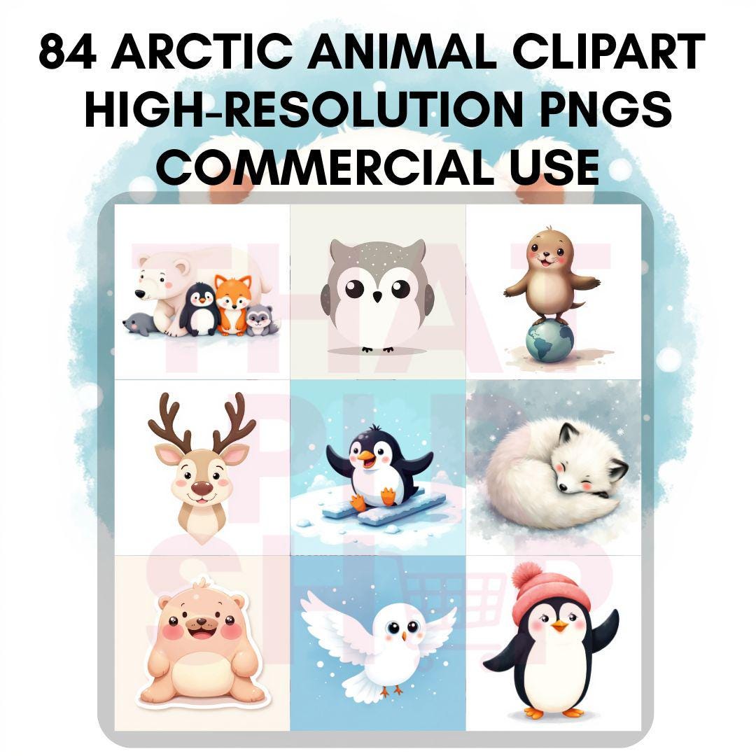 Arctic Animals Clipart | 84 Winter PNG Images (commercial Use Digital ...
