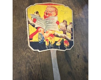 Vintage 666 Cold Medicine Advertising Hand Fan