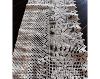 Vintage Ecru Embroidered Lacy Kitchen Valance EUC