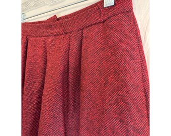 Vintage Wool Skirt Size 10 Red and Black Fully Lined