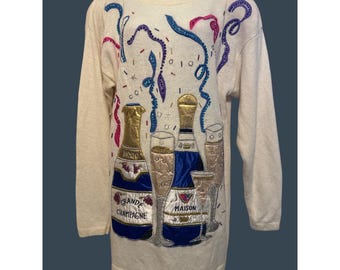 Cedars Lambswool & Angora White Sweater Medium Champagne