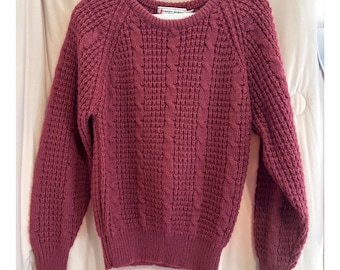 Vintage Crazy Horse Girl Cableknit Sweater Berry 8/10