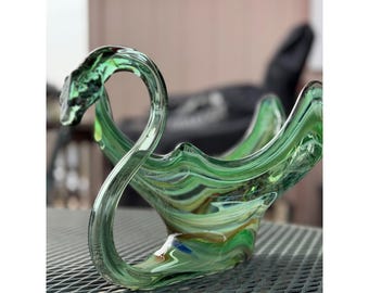 Gorgeous Hand Blown Glass Art Swan