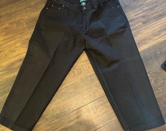 Vintage Adjust-A-Band Black Denim Jeans Men's 46 x 27