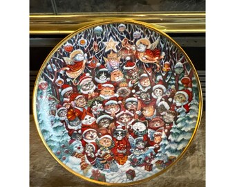Santa Claws Bill Bell Franklin Mint Heirloom Plate Porcelain T1575 CATS