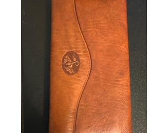 Buxton Long Brown Leather Wallet Vintage Kisslock