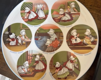 The Sun-Bonnet Babies Large Vintage Plate Royal Bayreuth Germany Cottage Core