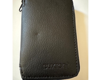 VTG NEW Buxton Black Leather Coin and Credit Card Zip Around Holder