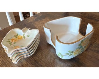 6 Piece Vintage Trinket Trays In Holder Johnimarie Farrah