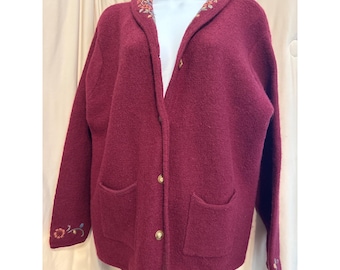 Vintage Jantzen Classics Hand Embroidered Cardigan XL