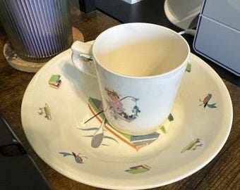Figgjo Flint Snack Set: Mid-century Multicolor Folklore, Norway - Etsy