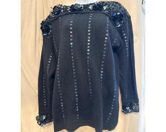 Vintage Cedars 3D Floral Sequin and Beads Sweater Size medium