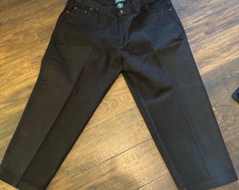 Vintage Adjust-A-Band Black Denim Jeans Men's 46 x 27