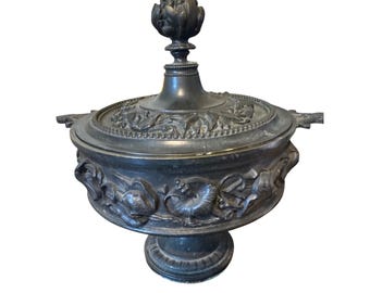 Vintage Neo-classical Decorative Bronze Urn Fruit Lid Grand Tour EUC