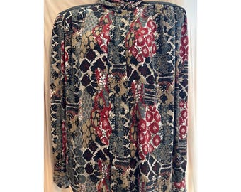 Vintage Jordan High Neck Shoulder Accents Button up Blouse Size 11/12 EUC