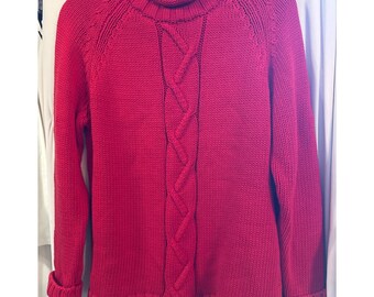 Vintage St John's Bay Sweater Cableknit Red M Petite