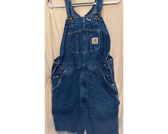 Vintage Carhartt Bib Shortalls Distressed Hems Large