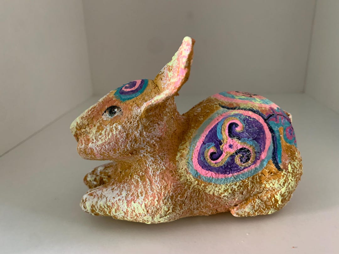 Unique Papier-mâché Sculpture "easter Bunny", Handmade Papier-mâché ...