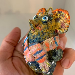 Unique Papier-mâché sculpture &quot;Little Mouse&quot;,  Christmas tree ornament ,, Papier Mache, Handmade Sculpture, Paper Mache Art, Unique Gift