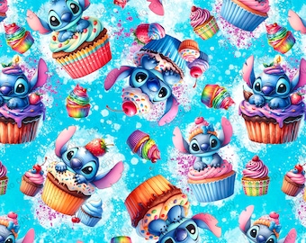 Patrón sin costuras de cupcakes con costuras, archivo de sublimación de dibujos animados (descarga digital)