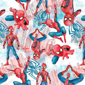 Spider-Man sömlöst mönster, superhjälte sublimeringsdesign (digital nedladdning)