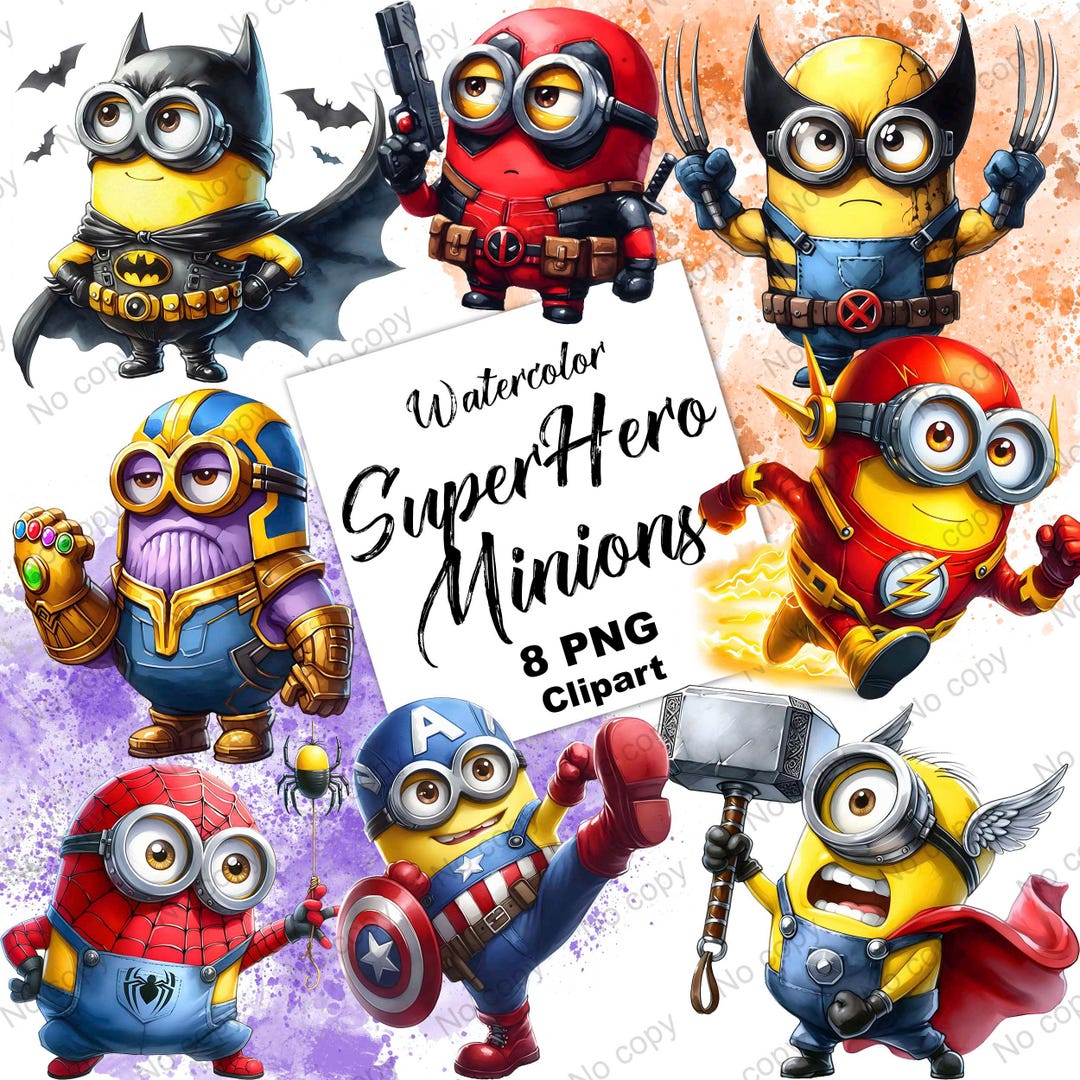Superhero Minions Clipart, Minions Clipart Bundle, Superhero PNG ...