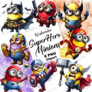 SuperHeld Minions Clipart, Minions Clipart Bundle, SuperHero PNG, Minions Sublimaiton-Dateien, Minions PNG-Dateien
