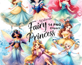 Aquarell Fee Prinzessin Clipart Bundle (PNG)