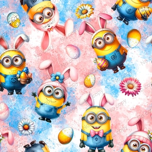 Easter Day Minions Seamless Pattern | Easter Day Digital Paper | Minions Easter Tumbler Wrap | Minions Sublimation File