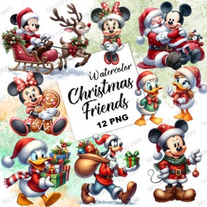 Christmas Mickey Clipart Bundle, Christmas Magic Kingdom Clipart, Christmas Sublimation File