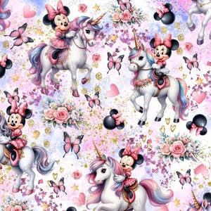 Niedliches Minnie Einhorn Muster, Minnie Muster, Einhorn Muster, Cartoon Muster, Einhorn Digitales Papier