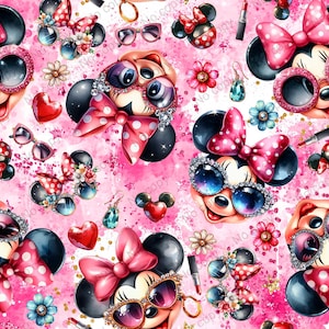 Carta senza cuciture Minnie Glamour, modello senza cuciture Glamour Girl, modello senza cuciture Magic Kingdom, carta digitale Minnie, file di sublimazione