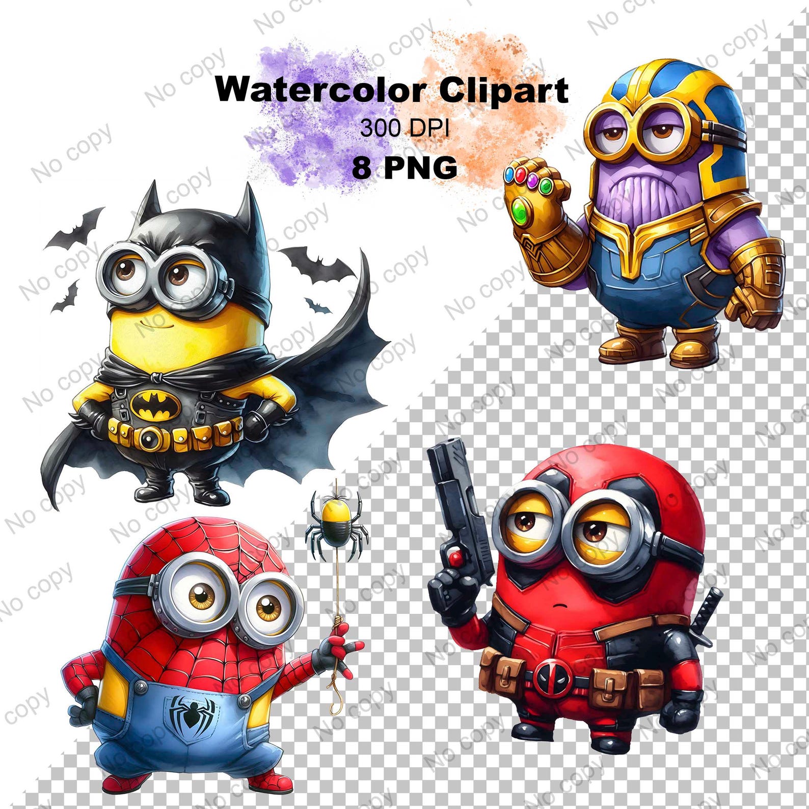 Superhero Minions Clipart, Minions Clipart Bundle, Superhero PNG ...