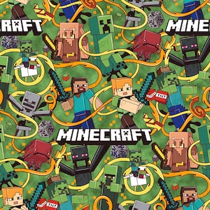 Papel digital de videojuegos, papel digital de Minecraft, archivo sin costuras de Minecraft, patrón sin costuras de dibujos animados, diseño pixelado