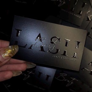 Glossy Embossed Raised Foil Business Card Template for Lash Techs, Nail Techs, Estheticians, Makeup Artists, Cosmetologists, Hair Stylist