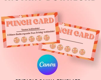 Editable Digital Download| Printable punch cards| Incentive cards for students and teachers | Easy Use | Classroom punch card