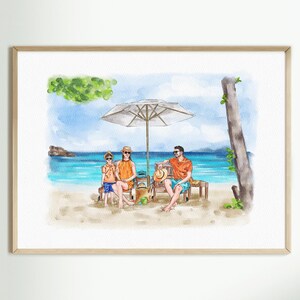 Portrait personnalisé à partir d'une photo, aquarelle, portrait de couple avec animal de compagnie, cadeau d'anniversaire, cadeau de fiançailles, cadeau pour parents, cadeau pour couple
