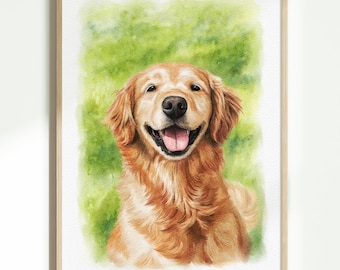 Custom Watercolor Dog Portrait, Hand-Drawn Pet Portrait from Photo, Personalized Dog Portrait, Pet Memorial Gift