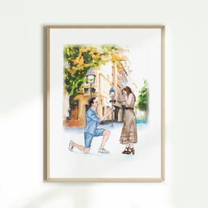 Couple Proposal Portrait, Custom Portrait From Photo, Watercolor Painting, Engagement Gift, Gift for Couples, Anniversary Gift for Him